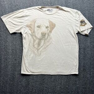 Bass Pro Shops T-Shirt Mens XL Tan Yellow Lab Dog Graphic Short Sleeve Tee
